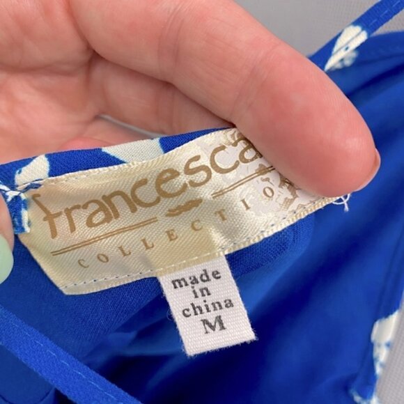 Francesca's Collections Mini Dress M Printed Backless Cross Strap Blue Party - Picture 4 of 10